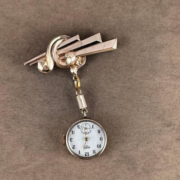 Vintage 1950's Medana Watch Broach with a 7 Jewel Mechanical Movement - Picture 2 of 5
